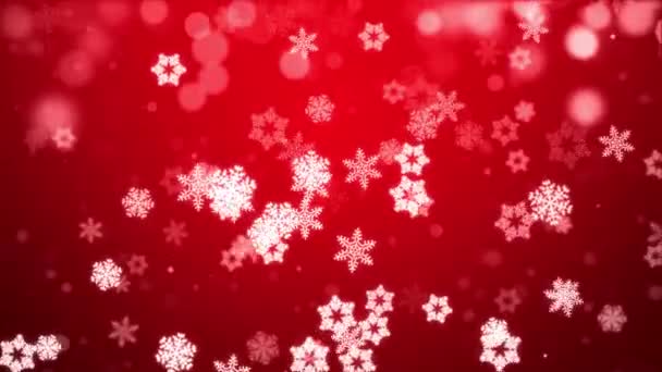Particles Red snow snowflake winter glitter bokeh abstract background loop Animation. — Stock Video