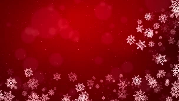 Vánoční vločky zářící, krásné červené padající sníh izolované smyčka pozadí.
