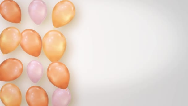 Bouquet de ballons roses montant fond blanc Animation Boucle 4K Canal Alpha. — Video