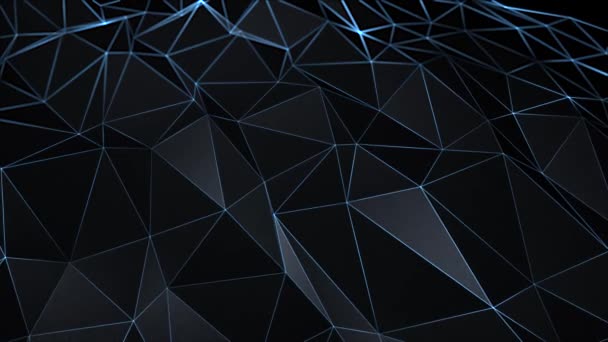Abstrakt Dunkel Schwarz 3D Dreieck Oberfläche Polygonal Modern Loop Hintergrund. — Stockvideo