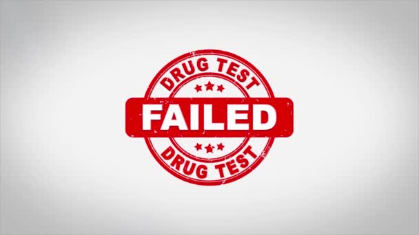 DRUG TEST Mislukt gesigneerd stempelen Tekst Houten stempel Animatie. — Stockvideo