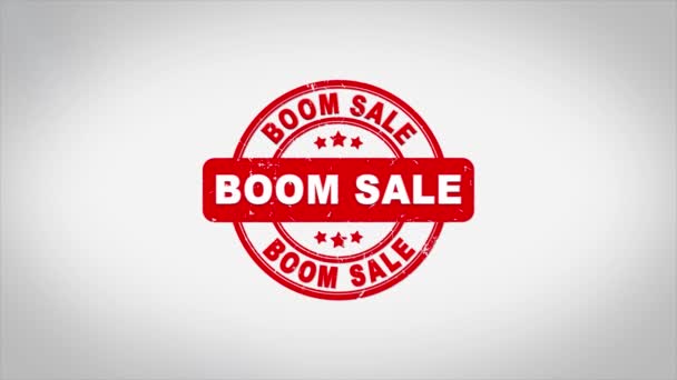 Boom Sale Podepsané razítko Text Dřevěné razítko Animace. — Stock video