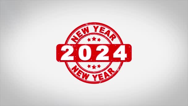 Frohes Neues Jahr 2024 Signierter Stempeltext Animation. — Stockvideo