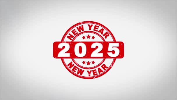 Felice anno nuovo 2025 Firmato timbro di testo in legno Timbro Animazione. — Video Stock