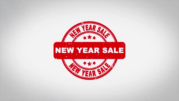New Year Sale Signierter Stempeltext Animation. — Stockvideo