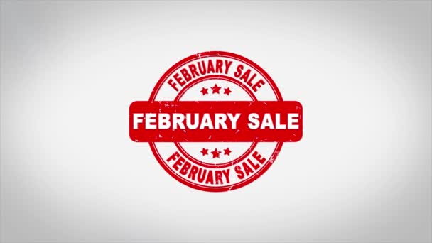 February Sale Signed Stamping Text Wooden Stamp Animation. — Stock Video