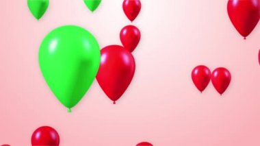 Güzel Renkli Balonlar Mavi gökyüzünde uçar Alfa Kanalı ile arka planda döngü.