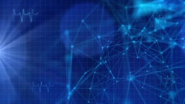 Çizgi ve noktaları birleştiren soyut geometrik altıgenler bilim ağı 4K döngüsü