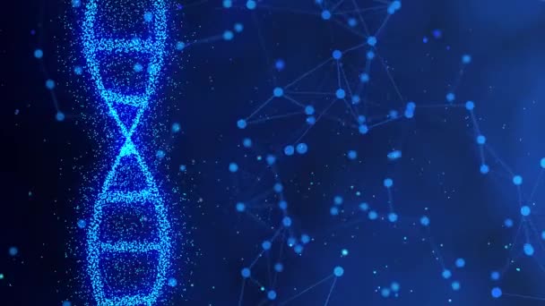 정밀 한 반짝이는 DNA 이중 나선 - 깊이가 있는 필드 루프 사이언스 애니메이션 4k 후드 3D. — 비디오