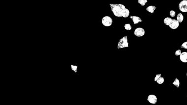 Düşen Elmas Parçacıklarının Yüksek Kalite Animasyonu. Sonsuz Yeşil Ekran Canlandırması.