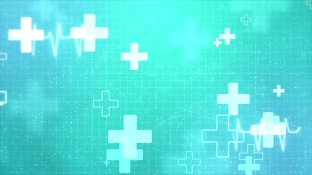 Αφηρημένο ιατρικό υπόβαθρο με επίπεδα εικονίδια και σύμβολα Loop Animation Background. — Αρχείο Βίντεο