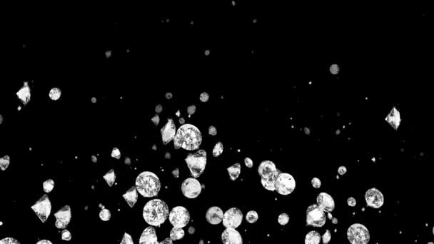 4K Diamonds Rain Falling Down Glamour Overlay Loop Animation. Grüner Bildschirm — Stockvideo