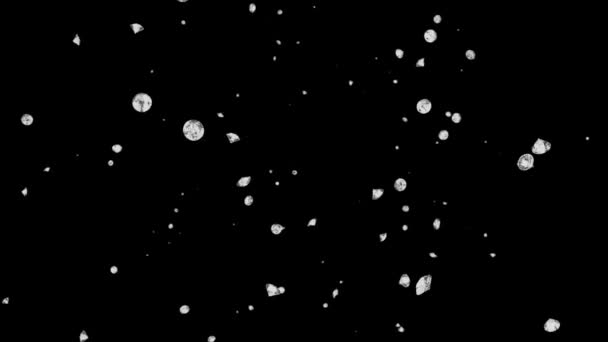 Flight Shiny Glitter Pearl Sequins Diamante brilhante Formas fundo preto. 3D Seamless Loop Animação. — Vídeo de Stock
