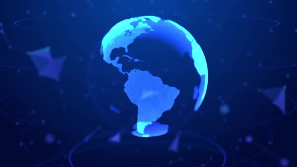 Abstract Rotating Digital World HUD Globe from Particles Loop 4k Animation Alpha Mask. — Stock Video