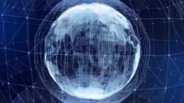 Dünya Hologramı Dönen Düğüm Bağlantısı 4k Alfa ile Döngü Canlandırması.
