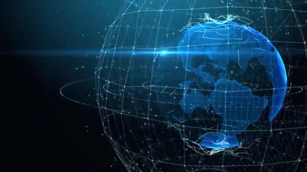 Der Planet Digital Earth Hud Particles Rotating Loop Animation mit Alpha. — Stockvideo