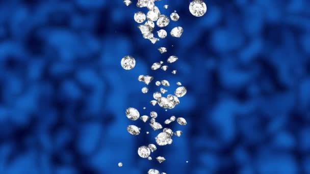 Hermosas gemas de diamantes brillantes brillantes que caen 4K Fondo de movimiento de lazo sin costura — Vídeos de Stock