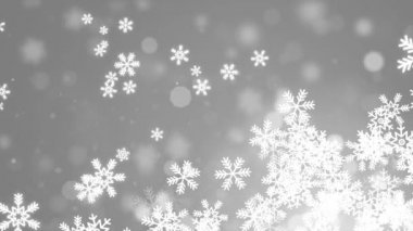 Beyaz Soyut Düşen Kar Taneleri 4K döngüsünde izole edildi. Noel tasarımı