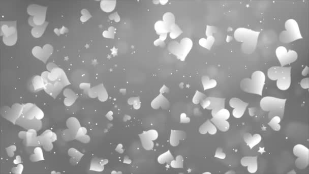 Valentines blanches et fond de boucle Coeurs de mariage Animation 4k. — Video