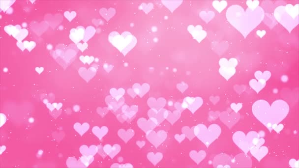 Kalp arka planında düşen kalp parçacıkları Sevgililer Günü, düğün ya da aşk için döngü oluşturur — Stok video