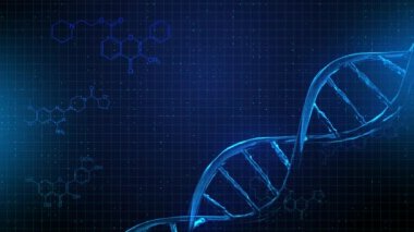 Soyut teknoloji bilim konsepti ikili döngü arka planında modern DNA dijital