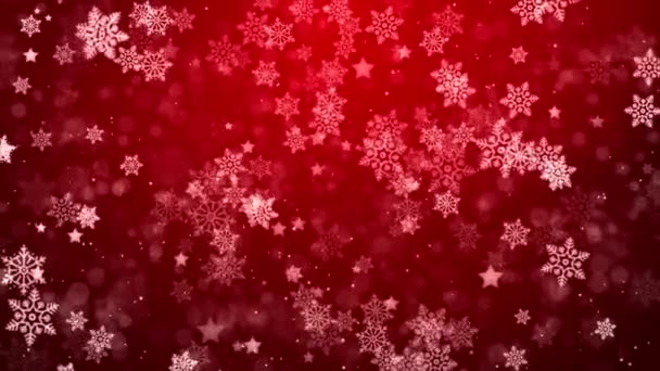 Bela brilhante piscando bokeh e neve estrela partículas coloridas loop fundo — Vídeo de Stock