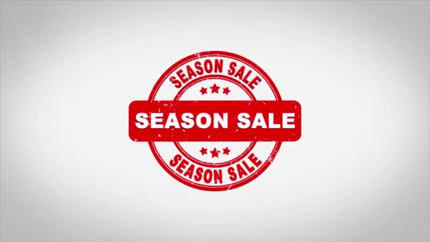 Season Sale Υπογραφή Σφραγίζοντας κείμενο Ξύλινα Σφραγίδα Animation. — Αρχείο Βίντεο