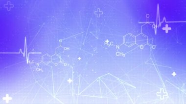 Sağlık ve bilim Tıbbi yenilik yapısal formüller döngü arka plan tasarımı.