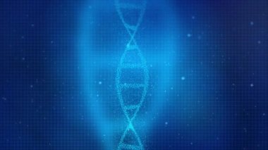 Soyut Beyaz DNA 3D Hologram parlayan DNA çift sarmal animasyonu.