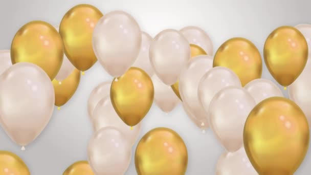 Gloden Ballons volant vers le haut fond blanc bouclable Animation Alpha Channel. — Video