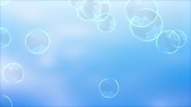 Temiz Beyaz Hava sabun köpükleri 4K 3B Yeşil Ekran Döngü Canlandırma Mavi arkaplan