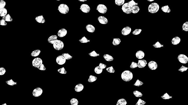 Realistische Brilliant Diamonds Raining Down Motion Soft Fokus Licht Schleife Hintergrund. Grüner Bildschirm — Stockvideo