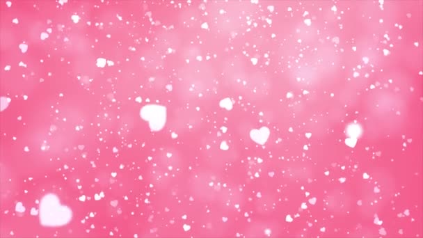 Abstract Pink Shiny Heart Shape Bokeh lights Glitter Particles Loop Background Animation. — Stock Video