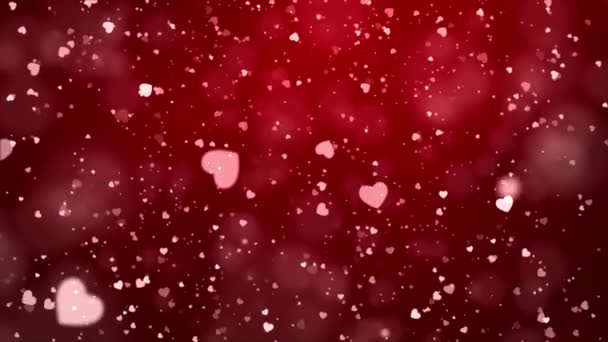 Corazones románticos rojos bokeh Fondo de lazo sin costura Animación 4K. — Vídeos de Stock