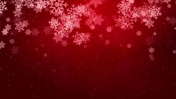 Czerwone błyszczące światła Świąteczna pętla tło śniegu z teksturą. — Wideo stockowe