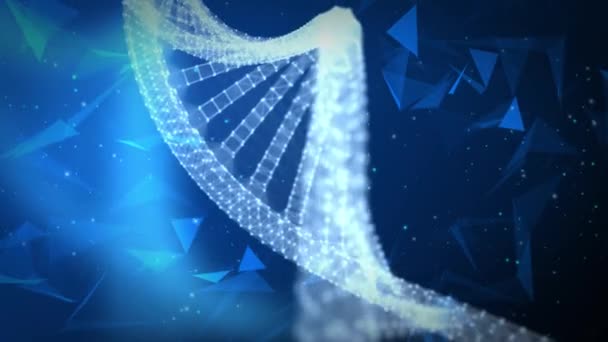 Abstrakte Biochemie mit dna-Molekül blaue DNA-Helix Doppelhelix mit geringer Schärfentiefe. — Stockvideo