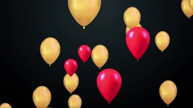 Altın Balonların Animasyonu Uçan Uçan Uçan Kusursuz Döngü Arka plan Alfa Kanalı