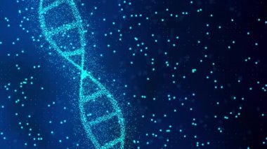 Soyut Beyaz DNA 3D Hologram parlayan DNA çift sarmal animasyonu.