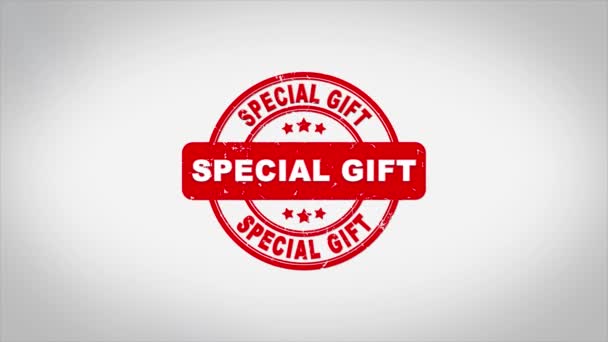 Special Gift Signed Stamping Text Wooden Stamp Animation. — Stock Video