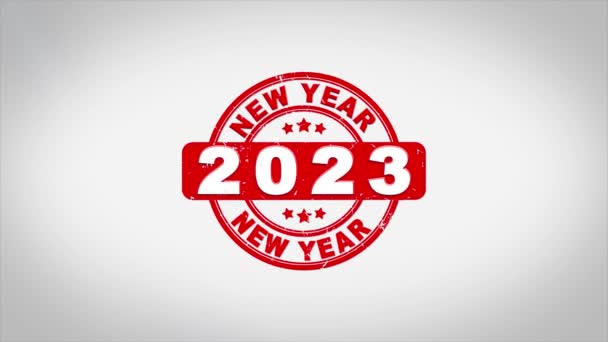 Happy New Year 2023 Signed Stamping Text Wooden Stamp Animation. — Stock Video