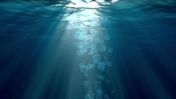 Langzaam stijgende Water luchtbellen van champagne 4K 3D Green Screen loop Animatie. — Stockvideo
