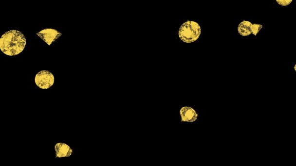 3D-Rendering von Falling Gold Diamonds auf dunklem Hintergrund. Grüner Bildschirm. — Stockvideo