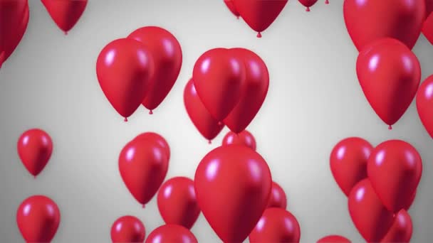 Luftballons fliegen weißen Hintergrund nahtlos loopable Animation mit Alpha-Kanal. — Stockvideo