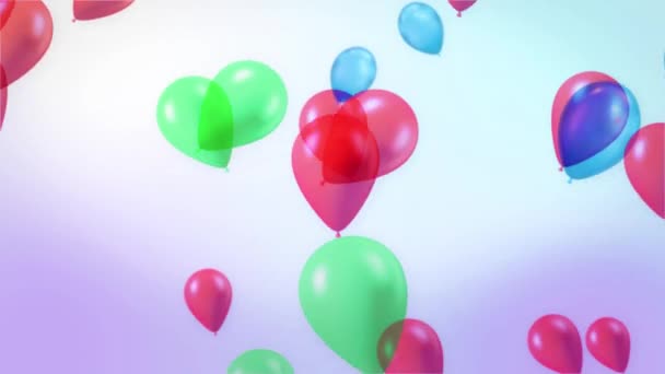 Bunch of blue Balloons rising up White background Animation 4K Loop Alpha Channel. — Stock video