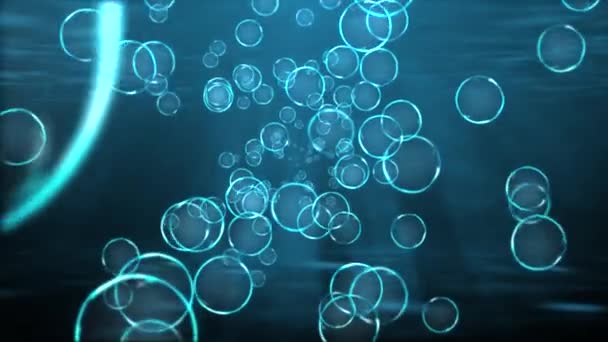 Luchtbellen zweven en barsten onder transparant water op 4K 3D Green Screen loop Animatie. — Stockvideo