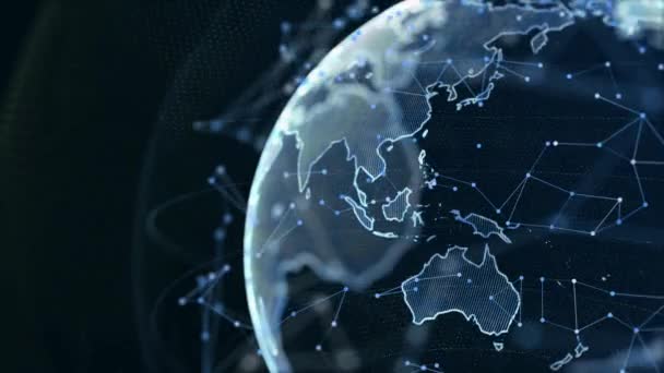 Rotierender Globus mit leuchtenden Kontinenten 4K 3D Loop Animation mit Alpha. — Stockvideo