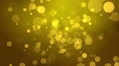 Alan derinliği ve bokeh bilim kurgu döngüsüne sahip soyut Parlayan Altın parçacıklar
