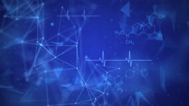 Tıbbi, bilim ve teknoloji bağlantıları nokta ve çizgiler döngü arkaplanı.