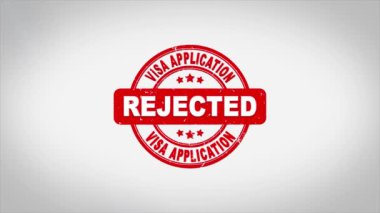 Vize Başvurusu Reddedildi İmzalanmış Metin Mühürleme Tahta Mühür Canlandırması.