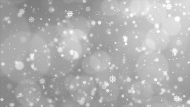 雪の結晶とまともな青とクリスマスシルバーホワイトループの背景メリークリスマス — ストック動画